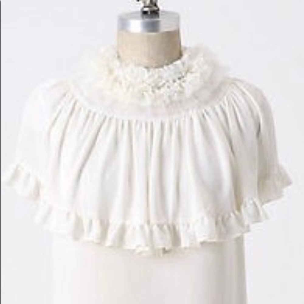 NEW Anthropologie Mise En Scene by Ruffian Mascarpone Silk Blouse SZ-4